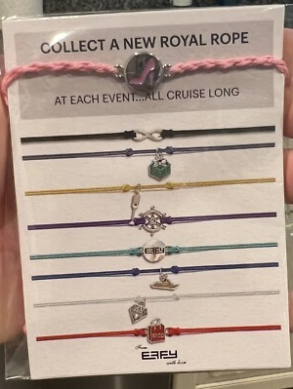 Effy Pink Braided Rope Bracelet with Silver High Heel Charm Collectible NWT